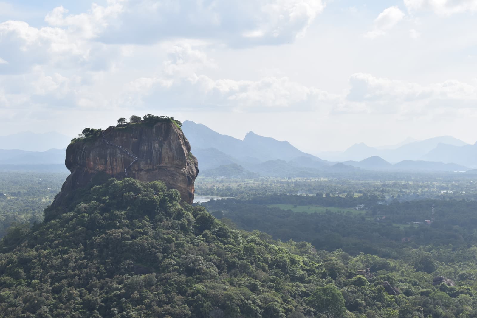 Blick vom Pidurangala über den Dschungel auf den Sigiriya-Felsen